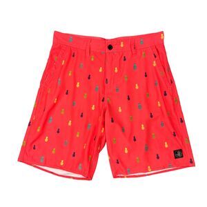 Body Glove Hybrid Shorts Mens 32 Watermelon Stretch Pineapple Print Lightweight